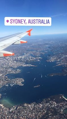 an aerial view of sydney, australia with the words sydney on it's side