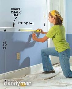 How to Install a Chair Rail Two Tone Walls, Trim Carpentry, Chair Rail Molding, Dream Desk, Arm Chair Table, Astuces Diy, Chair Rail, Living Room Remodel, Room Remodeling