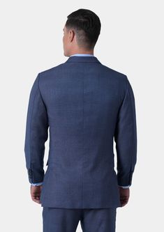 Jacket & pants included. Vest optional. Delivered in as little as two weeks. Covered by our Free Remake Guarantee. Complete the look with Shirts, Ties & Squares. Elegant Blue Double Breasted Suit For Semi-formal Occasions, Blue Double Breasted Long Sleeve Suit For Semi-formal Occasions, Blue Double Breasted Long Sleeve Suit For Semi-formal, Fitted Blue Three-piece Suit With Long Sleeve, Blue Fitted Three-piece Suit With Long Sleeves, Blue Long Sleeve Double Breasted Suit For Semi-formal Occasions, Tailored Blue Tuxedo For Formal Occasions, Bespoke Blue Fitted Tuxedo, Blue Bespoke Fitted Tuxedo