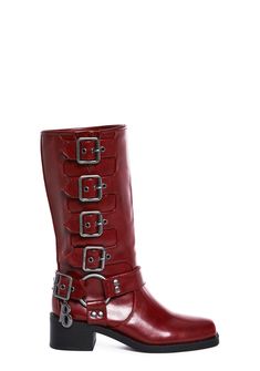 base|red Red Lace Up Boots, Coachella Footwear, Red Chunky Boots, Brat Party, Post Punk Fashion, Rockstar Clothing, Alternative Boots, Metal Boots, Bratz Boots