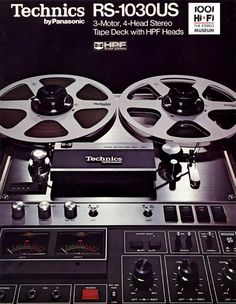 an advertisement for the technics rs - 1300us tape deck with hpf heads