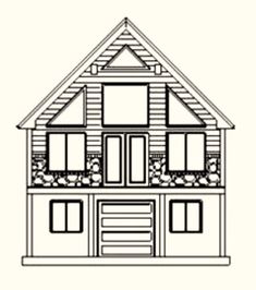 a drawing of a two story house