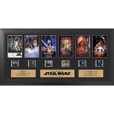 star wars movie memorabilia framed in black frame