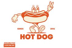 the hot dog logo has two fingers up