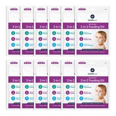 six packs of 3 - in - 1 feeding wipes for baby and toddlers