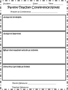 the parent teacher conference notes is shown in black and white