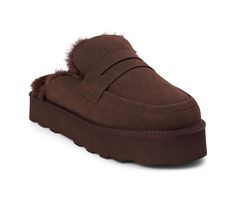 Vegan faux fur-lined penny loafer style mule. Fabric & Faux Fur upper, Slip on for easy entry,1\ sole height, Round toe, Faux fur insole, Man made outsole | Women's Beach by Matisse Stowe Clogs in Choco Size 6 Womens Clogs And Mules, Clogs And Mules, Loafer Style, Platform Mules, Platform Loafers, Loafers Style, Sneaker Dress Shoes, Women's Mules, Womens Mules