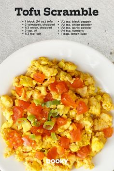 scrambled tofu scramble on a white plate