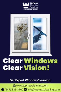 an advertisement for a window cleaning company with the words clear windows clear vision on it