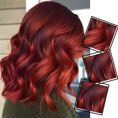 Copper And Red Hair, Long Curly Bob Haircut, Sunrise Hair, Monica Hair, Fire Ombre Hair, Modern Dnd, Red Hair Brown Eyes, Red Hair Color Shades, Vibrant Red Hair