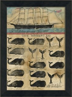 Spicher & Company MI The Whalers Log 94278 Dark Nautical Aesthetic, Folk Art Whale, Nautical Aesthetic, Lighthouse Keeper, Whale Art, Nautical Art, Vintage Nautical, American Folk Art, Folk Art Painting