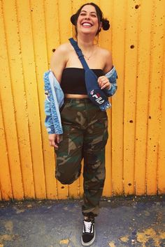 Gold Necklace | Black Tube Top | Steel Blue Fanny Pack | Cargo Pant #street #chilling #montreal #ootd #fashioninspo #outfit #fashionlook #whattowear #mode #womenfashion #dailylook #inspo #lookdujour #trendy #women #style #fashion Stylish Street Style, Teal Pants, Black Tube Top, Olympic Stadium, Black Tube, Cargo Pant, Necklace Black