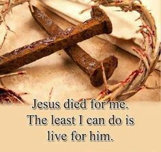 a cross and crown with the words jesus died for me, the least i can do is live for him