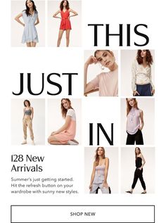 an advertisement for the summer's new clothing line, with images of women in different outfits