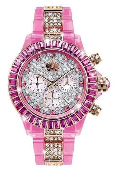 Gorgeous Pink Bling Watch Pink Watch, Pink Bling, Pink Lady, Tickled Pink, Everything Pink, Beautiful Watches, Pink Love, Bling Bling, Luxury Watches