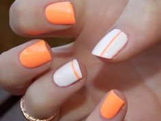 White Gel Nails, Orange Nail Designs, Get Nails, Orange Nails, China Glaze, Fancy Nails, Creative Nails, Manicure E Pedicure