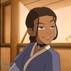 an animated image of a woman with blue eyes and brown hair wearing a kimono