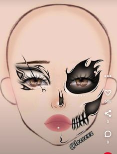 Creative Halloween Makeup, Makeup Charts, Creepy Makeup, Anime Eye Makeup, Cute Halloween Makeup, Makeup Drawing, Halloween Makeup Pretty, Makeup Face Charts