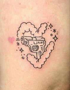 Cute Edgy Tattoos, Peach Stamp Tattoo, Early 2000s Tattoos, Kawaii Tattoo Ideas, Cute Tats, Handpoke Tattoo, Doodle Tattoo, Cute Tiny Tattoos