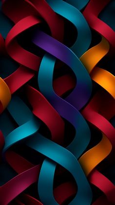 an abstract background with many different colored ribbons