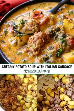 creamy potato soup with italian sausage and meat