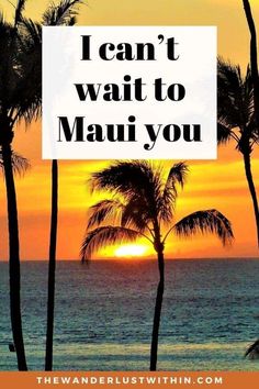 palm trees with the words i can't wait to maui you