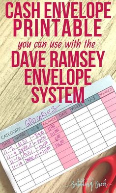 a printable cash envelope with the words, cash envelope printable you can use with the dave ramsay envelope system