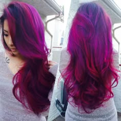 Purple And Red Hair, Red Hair Natural, Magenta Hair Colors, Dark Pink Hair, Hair Color Plum, Hairdressing Training, Dark Purple Hair, Plum Hair