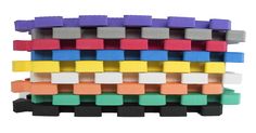 several different colored blocks stacked on top of each other