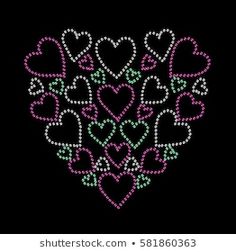 a heart made up of small hearts on a black background