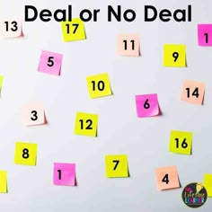 post it notes with the words dead or no deal written on them