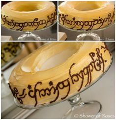 the cake is decorated like a banana and has writing on it