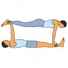 two people doing push ups on their hands and legs, one holding the other's back