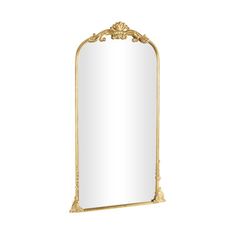 an ornate gold framed mirror on a white background