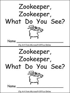 two black and white pictures with the words zookeeper, what do you see?