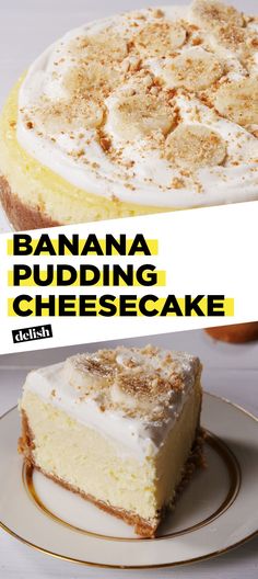 a banana pudding cheesecake on a plate