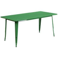 a green table with two legs and a long rectangular top on an isolated white background