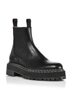 Proenza Schouler Women's Pull On Lug Sole Chelsea Boots Luxury Chelsea Boots With Lug Sole, High-top Chelsea Boots With Lug Sole, Ankle-high Synthetic Boots With Lug Sole, Knee-high Synthetic Boots With Lug Sole, Proenza Schouler Combat Boots, Black Chelsea Boots, Lug Sole, Proenza Schouler, Chelsea Boots