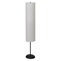 a tall white paper towel on a black stand