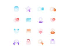 a collection of different colored shapes on a white background