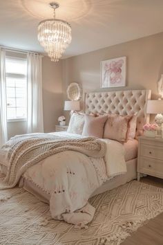 Girls Queen Bedroom Ideas, Teenage Girl Small Bedroom Ideas, Teenage Bedroom Ideas Girl, Beige Room Bedroom, Beige And Pink Bedroom, Bedroom For Teenage Girl, Preppy Room Ideas Bedrooms, Teenager Room Ideas, Teenager Bedroom Girl