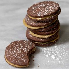 a stack of cookies sitting next to each other