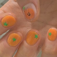 Food Nails, Cute Simple Nails, Polish Ideas, Simple Gel Nails, Vibrant Nails, Really Cute Nails, Cute Nail Art, Orange Nails, Dream Nails