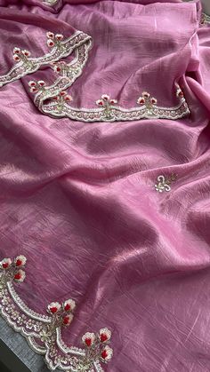 This luxurious saree is made from 100% pure soft crush silk, adorned with delicate thread work, sequins, and zardozi, giving it a rich, handcrafted feel. The intricate detailing of zardozi, kora, gota patti, pearls, and sequins creates a stunning visual appeal, perfect for special occasions and festive celebrations. Paired with a pure Munga silk blouse, this saree is a masterpiece of traditional craftsmanship. Fabric of Saree: 100% Pure Soft Crush Silk Work: Zardozi, Kora, Gota Patti, Pearl, Anchor, and Sequins Care: Dry Clean Only *Product colors may vary slightly due to photographic lighting sources or your monitor settings.*   *Note: Minor variations in design and color may occur due to the handmade nature of the product. Embrace the rich heritage of Ajrakh art with these exquisite silk Handmade Saree Design, Luxurious Saree, Bridesmaids Saree, Silk Saree Wedding, Bridesmaid Saree, Pure Silk Saree, Wedding Saree, Wedding Lehenga, Dance Fashion