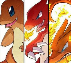 three different images of the same type of pokemon