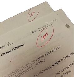 two papers with writing on them sitting next to each other