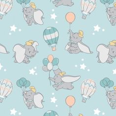 Dumbo My Little Circus Blue Fabric to sew - QuiltGirls® Disney Pattern, Circus Lights, Elephant Wallpaper, Digital Paper Free, Disney Fabric, Baby Quilt Pattern, Walt Disney Studios, Background Fabric, Disney Studios