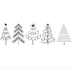 a line drawing of christmas trees on a white background