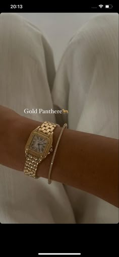 Cartier Gold Watch, Panther Watch, Vison Bored, Panthere Watch, Cartier Gold, Preppy Jewelry, Vintage Watches Women, Expensive Jewelry Luxury, Wrist Jewelry