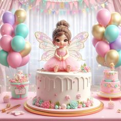 Butterfly Theme Cake 1st Birthdays, Fairy Theme Birthday Cake, Fairy Cake Ideas, Birthday Cake Fairy, Fairy Themed Cake, Butterfly Cake Ideas, Butterfly Theme Cake, Doll Cake Designs, Fairy Birthday Cake